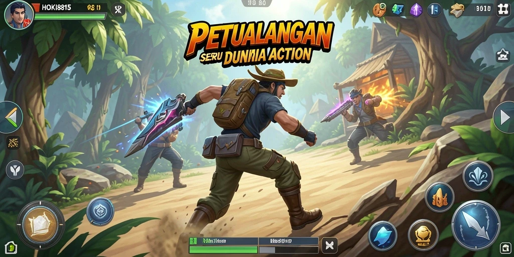 Screenshot gameplay HOKI8815 yang menunjukkan pertarungan aksi yang mendebarkan.