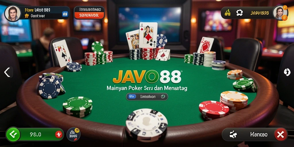 Screenshot gameplay JAVO88 yang menunjukkan aksi poker yang mendebarkan.