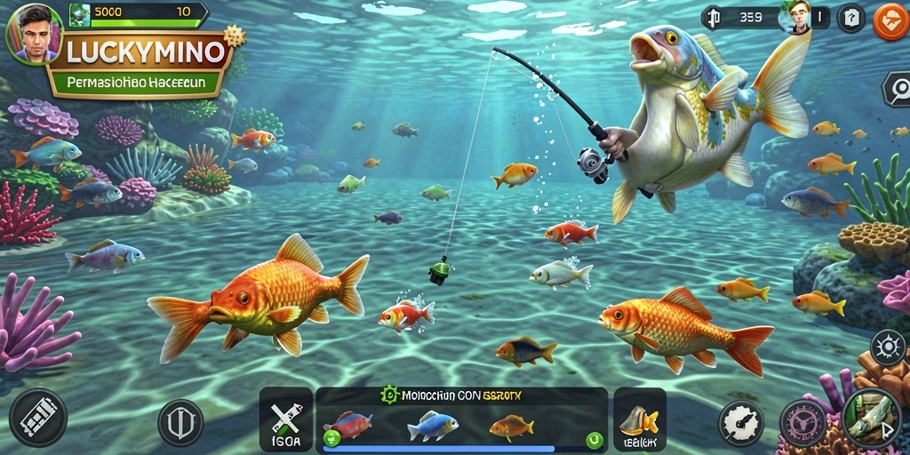 Gameplay menarik LUCKYMINO dengan suasana memancing yang seru.