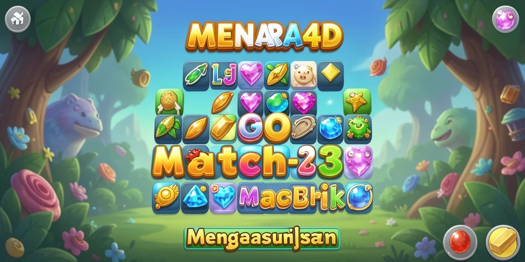 Tampilan gameplay MENARA4D dengan momen seru saat mencocokkan permata.