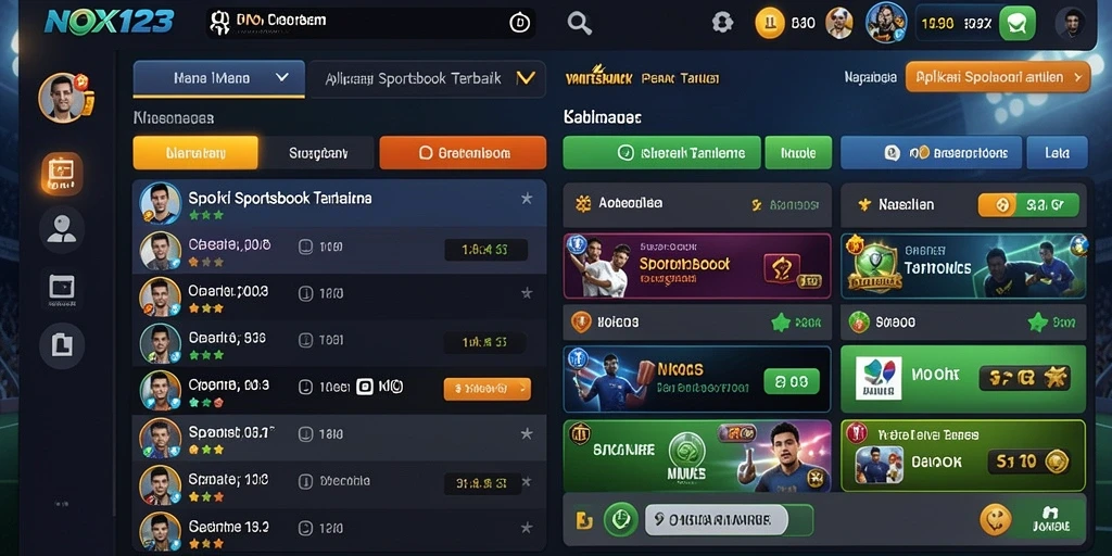 Tampilan utama gameplay Sportsbook dengan akses mudah ke berbagai taruhan.