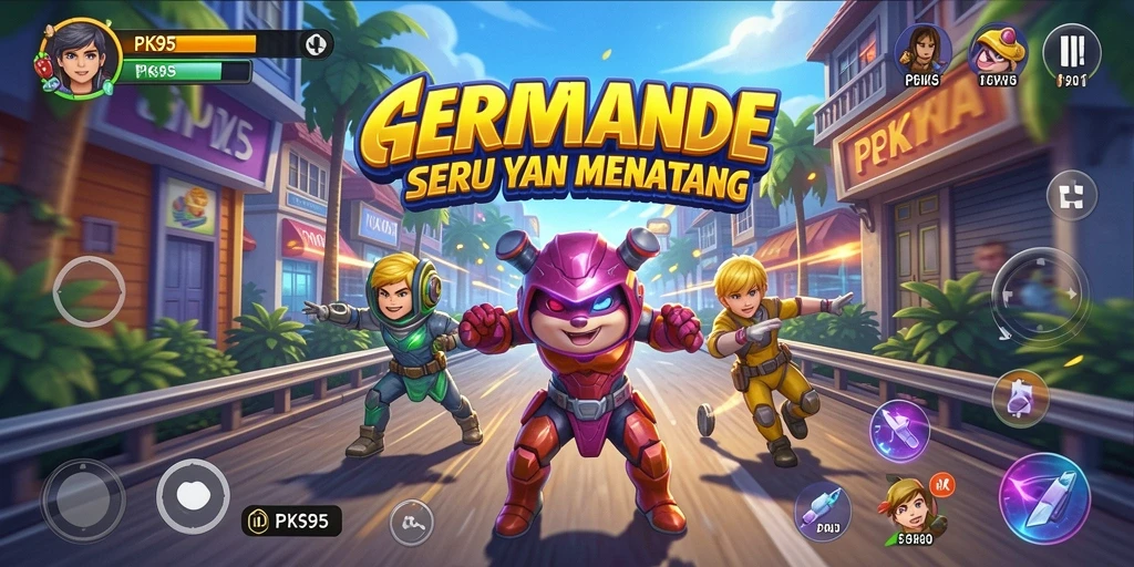 Screenshot menunjukkan aksi seru dalam permainan Arcade PK95.